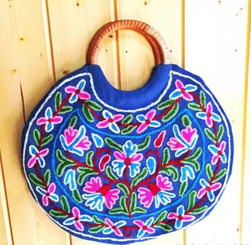 Blue Handmade Round Ring Bag