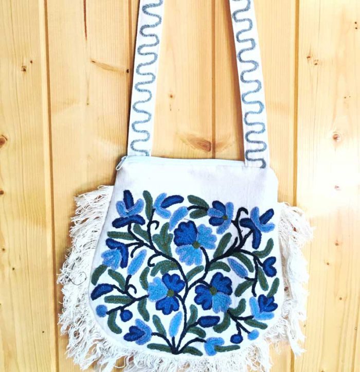 crewl white sling bag kashmiri