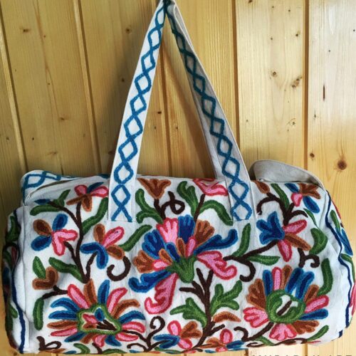 Kashmiri Crewel Embroidery Travel Bag | Medium