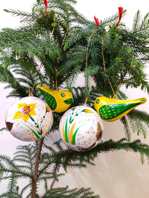 Paper Mache Bell Hanging Ornaments for Christmas Decoration
