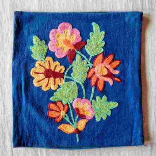 Blue base with Flower design Cushion cover