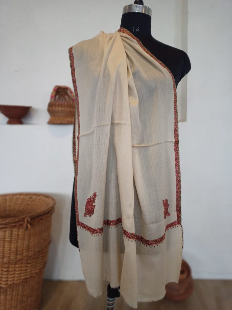 Soft Wool Stole Sozni OffWhite