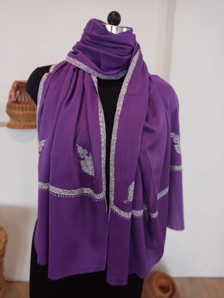 Soft Wool Stole Sozni Purple