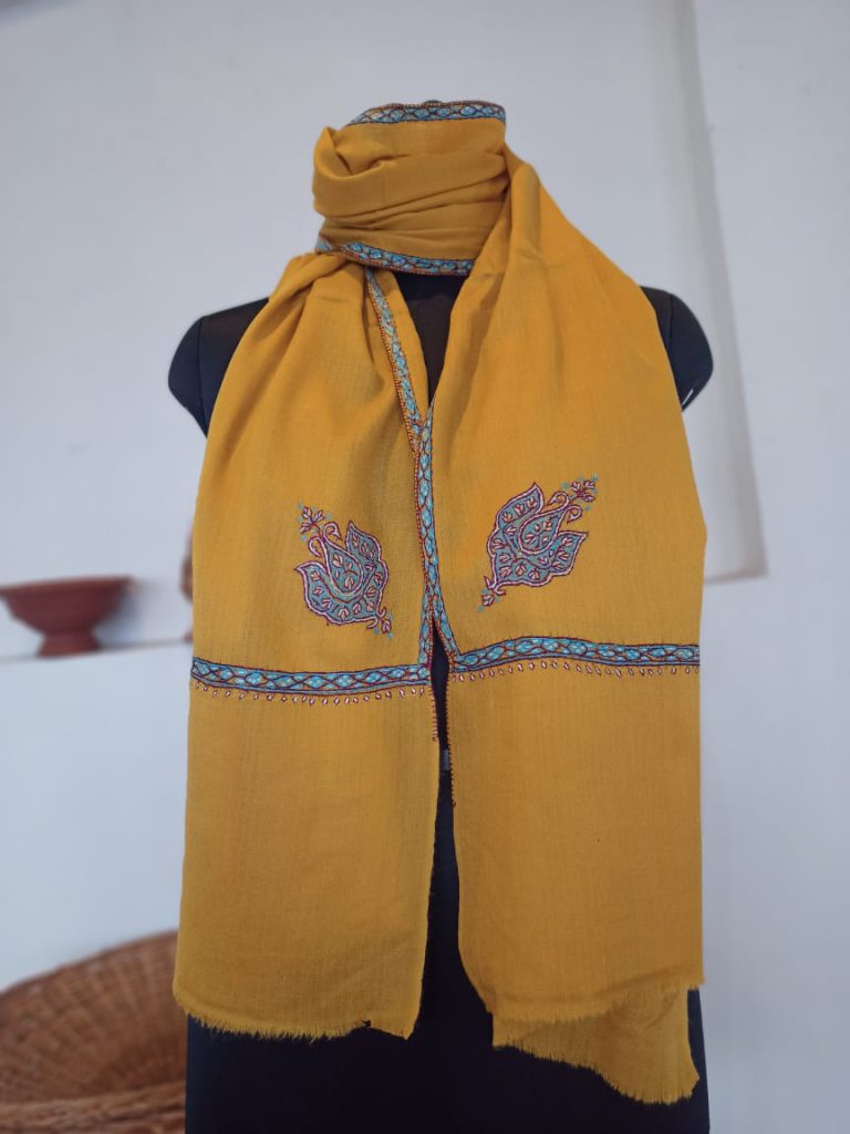 Soft Wool Stole Sozni Yellow