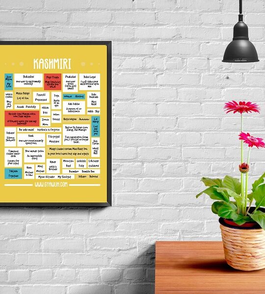 Kashmiri Phrases A4 Framed Poster