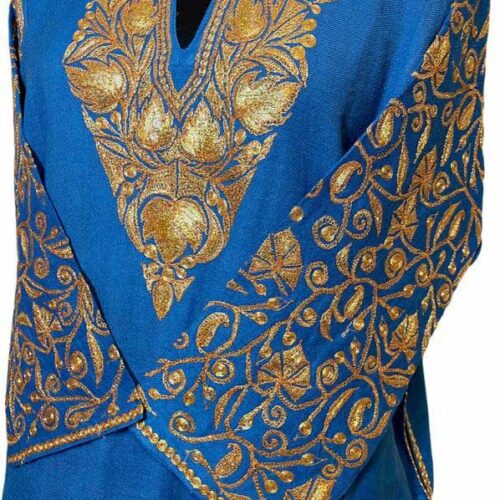 Blue Wool Pheran with Extensive Tilla Work