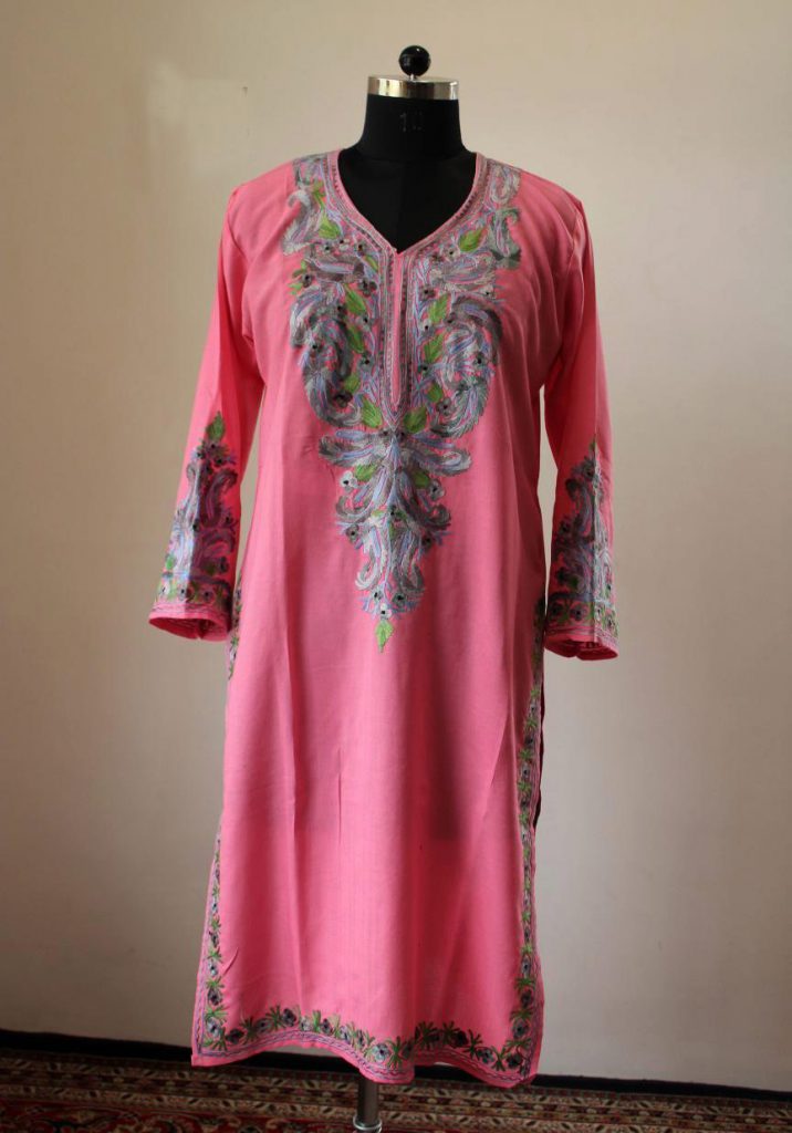 pink kashmiri kurti