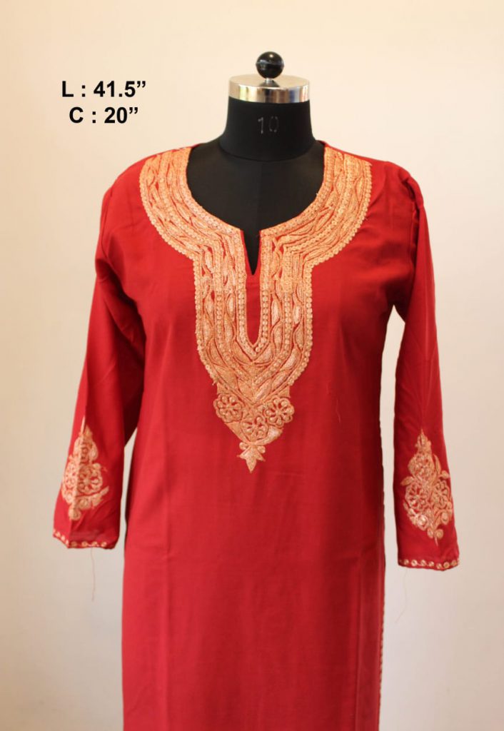 red kashmiri tilla kurta gyawun