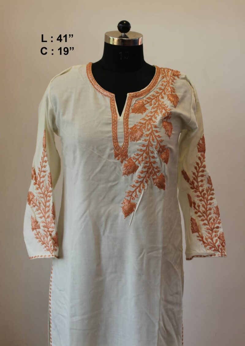 white kashmir dress with tilla