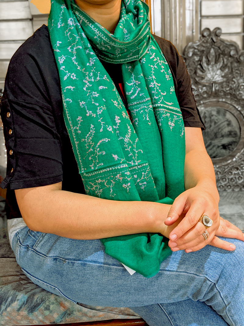 green pashmina hijab