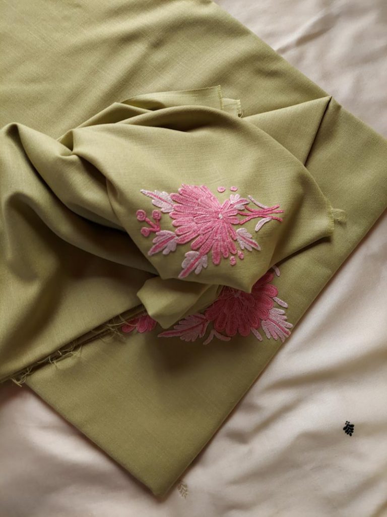 green ruby cotton aari work