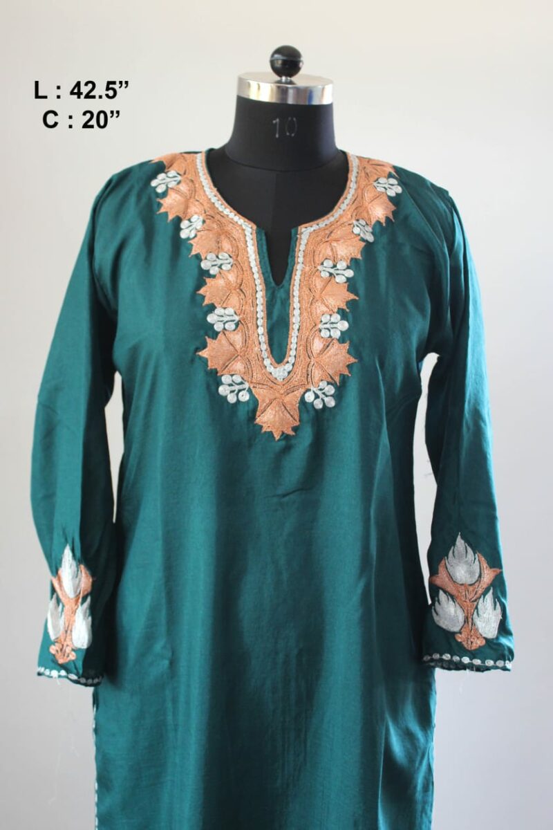 green silk kurta