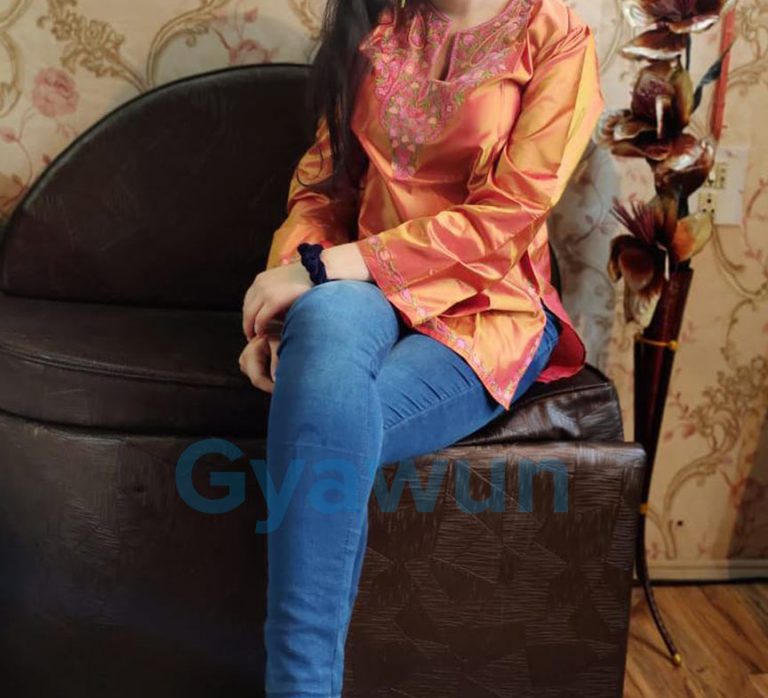 orange silk kurti