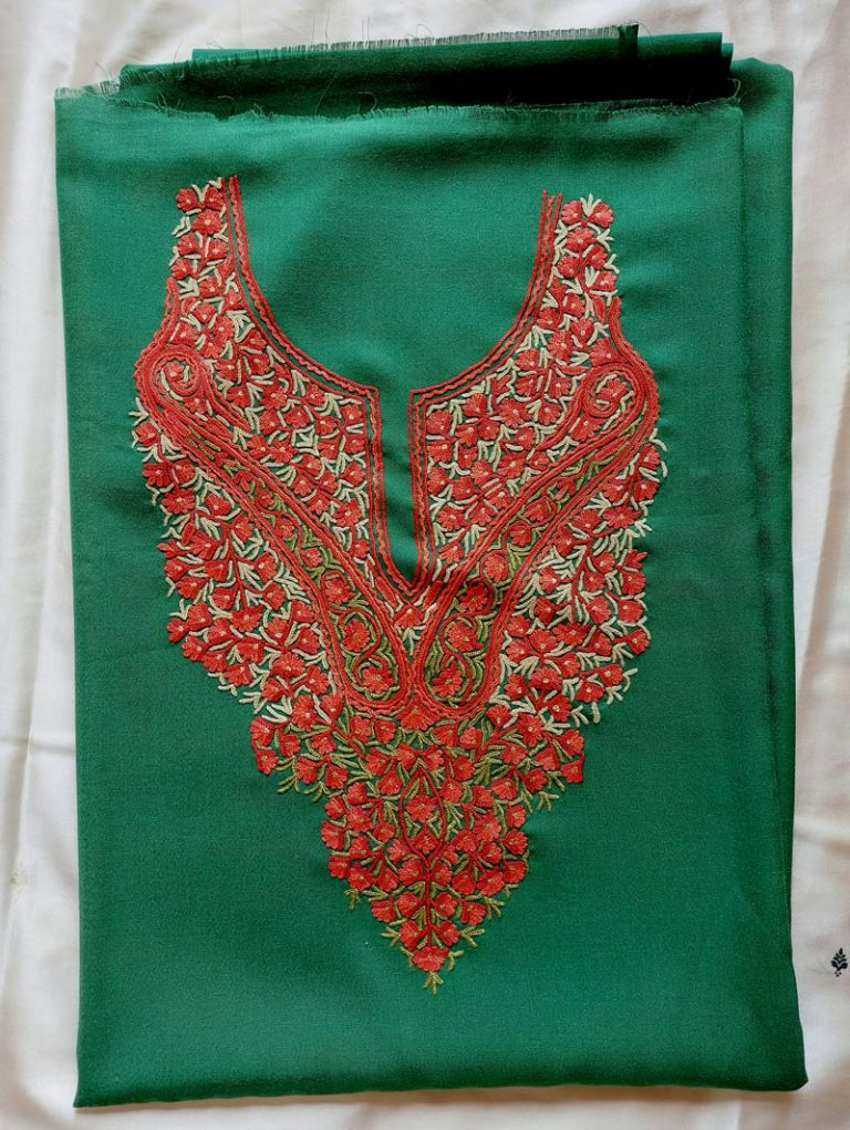 summer cool green aari work kashmiri ladies suit