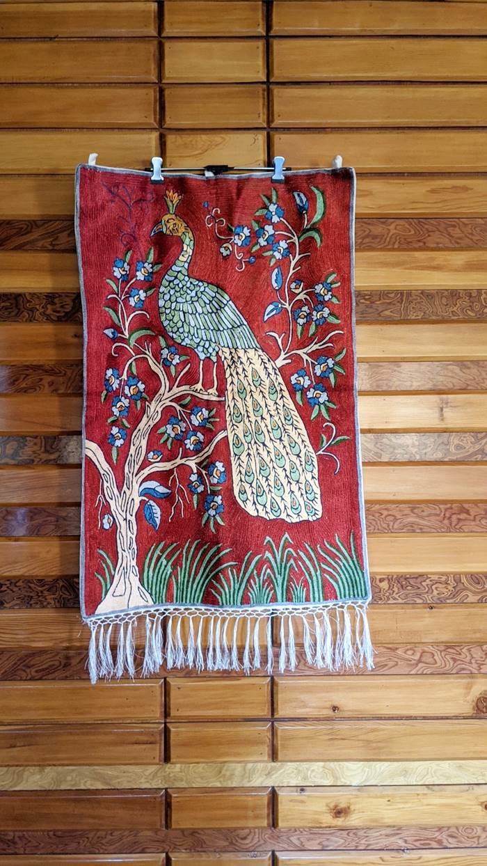 Wall Hanging Peacock Red Kashmir