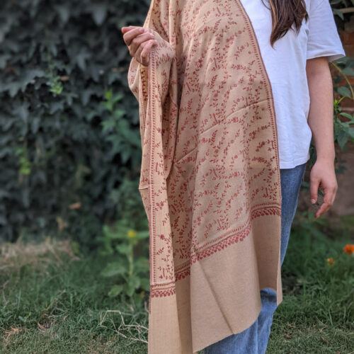 beige jaldidar pashmina