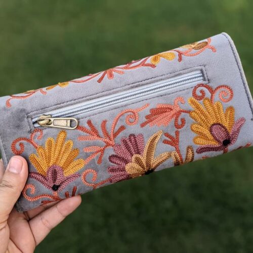 grey kashmiri clutch