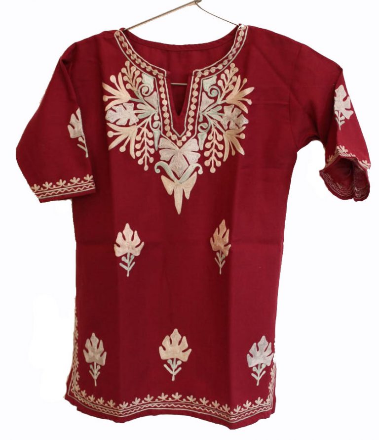 maroon girls kurta