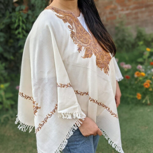 white aari poncho