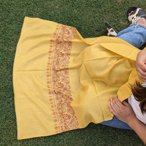 yellow pashmina handwoven