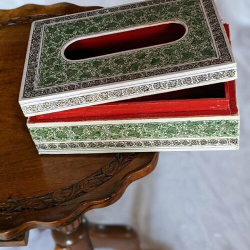 Tissue Box Paper Machie Green 2