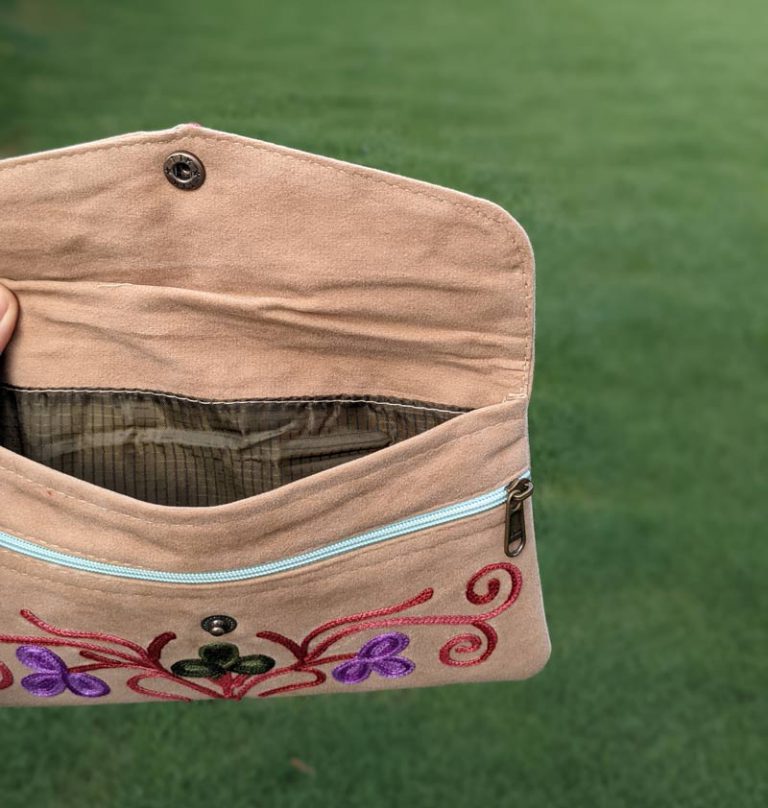 beige kashmiri purse
