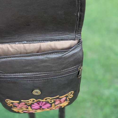 kashmiri leather sling bag