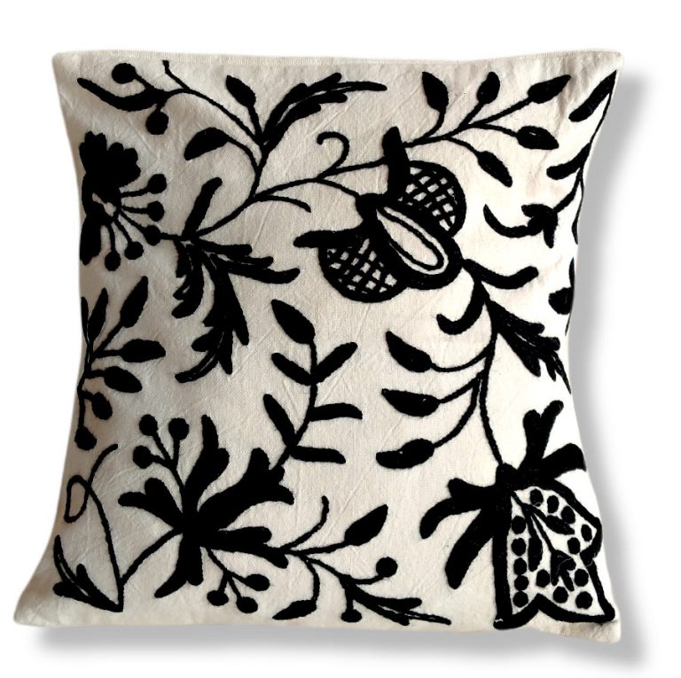 black and white handmade cushion covers from kashmir