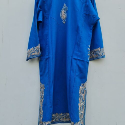 blue cashmilon aari pheran dress kashmir 1