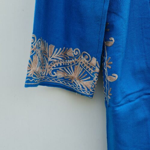 blue cashmilon aari pheran dress kashmir 3