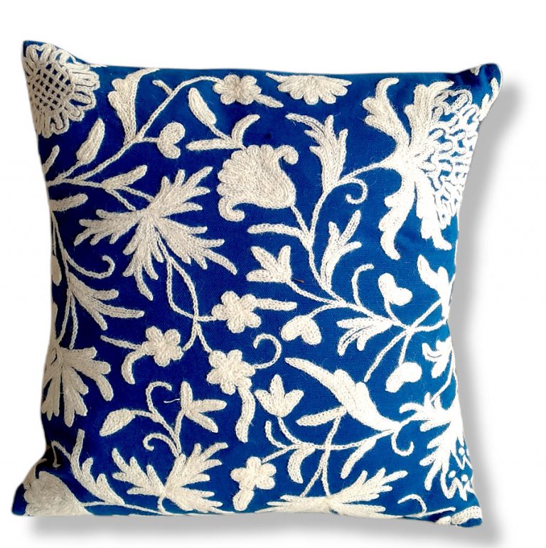 blue white home cushion cover