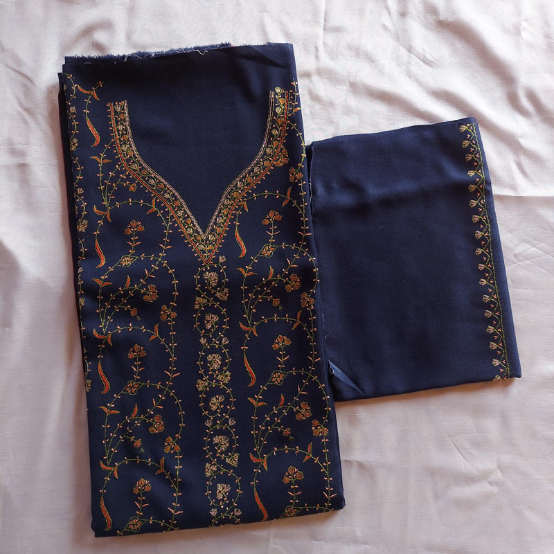 dark blue kashmiri winter suit fabric 3pc
