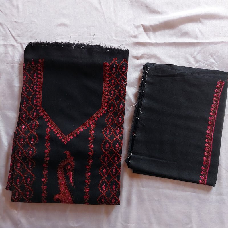 designer black kashmiri handwork suit fabric