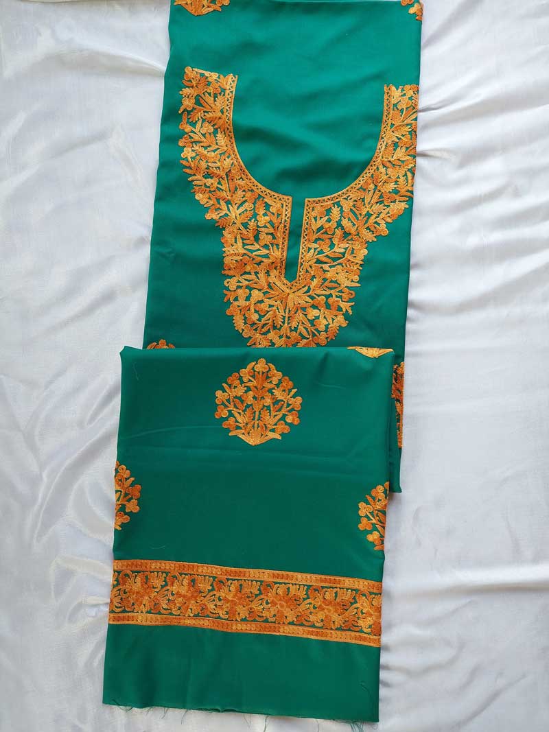 green kashmiri dress material