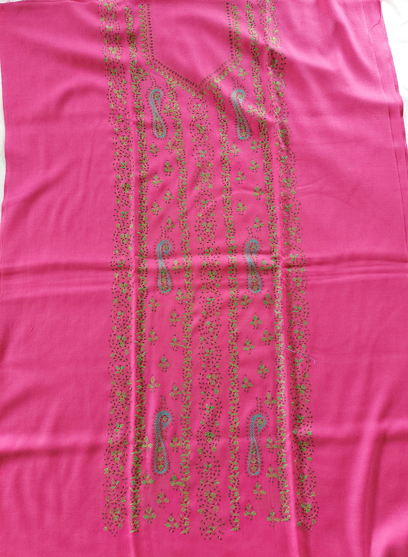 pink woolen suit kashmir needle work