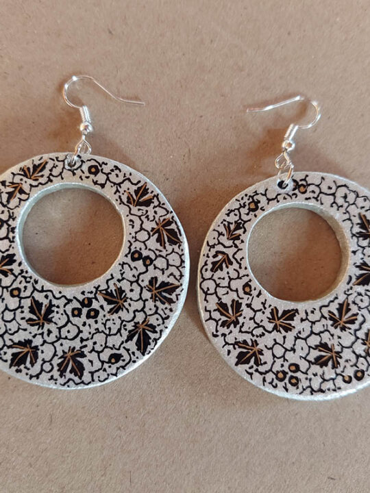 Chinar Leaf Design Paper Mache Ear Rings