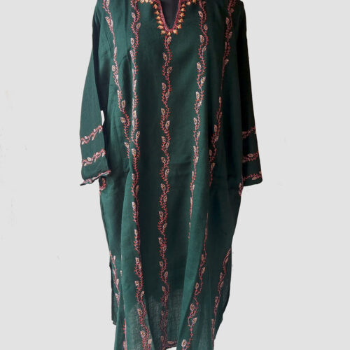 dark green jaldi sozni pheran