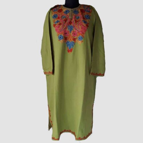 green firan dress with work