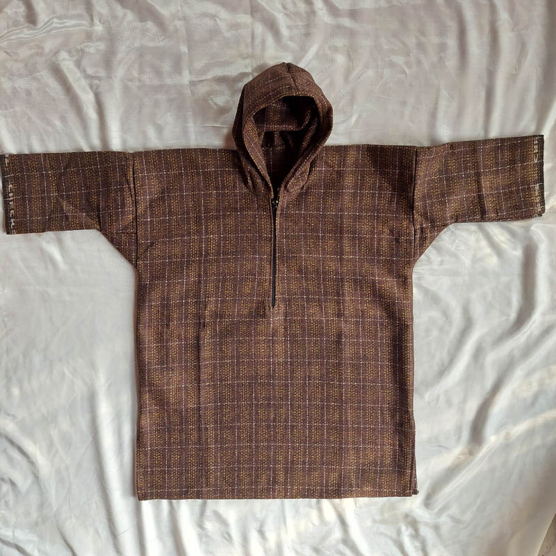 Dark Brown Check Boys Kashmiri Pheran (Length 26) - Gyawun