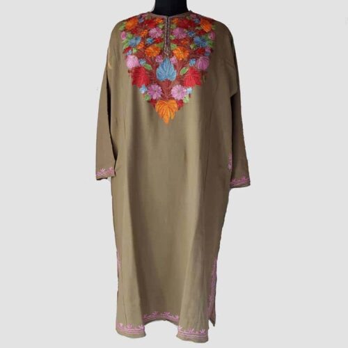 light brown floral design pheran