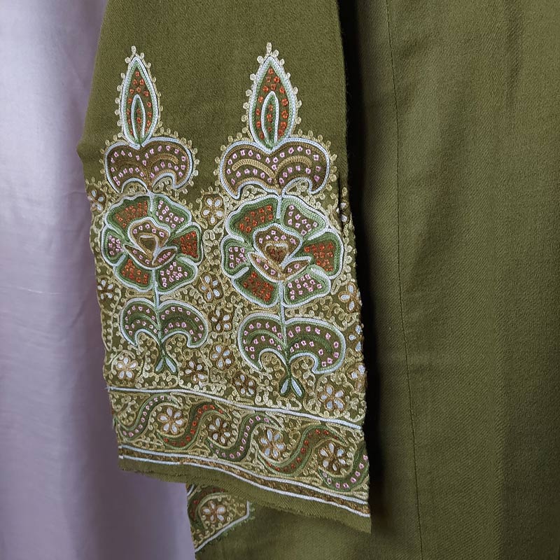 Mehndi Green Sozni and Aari Work Pheran - Gyawun