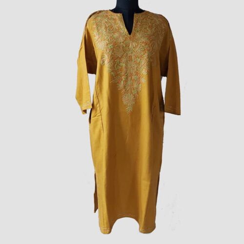 mustard aari pheran for winter