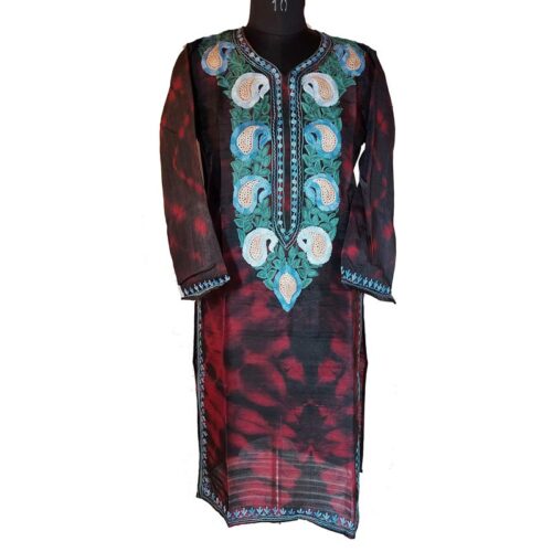 black red silk kurta