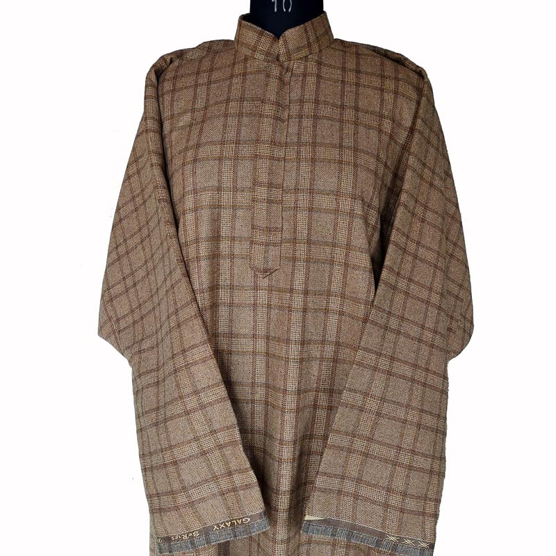 brown check tweed wool pheran