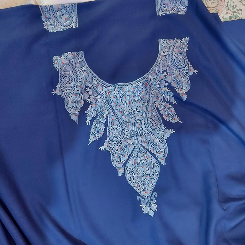 Dark Blue Summer Cool Front Back Hand Aari Suit - Gyawun