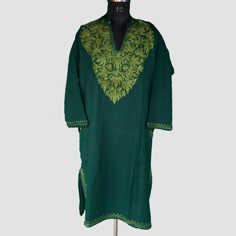 kashmiri green winter dress