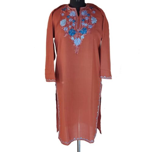 rust kashmiri kurta for women