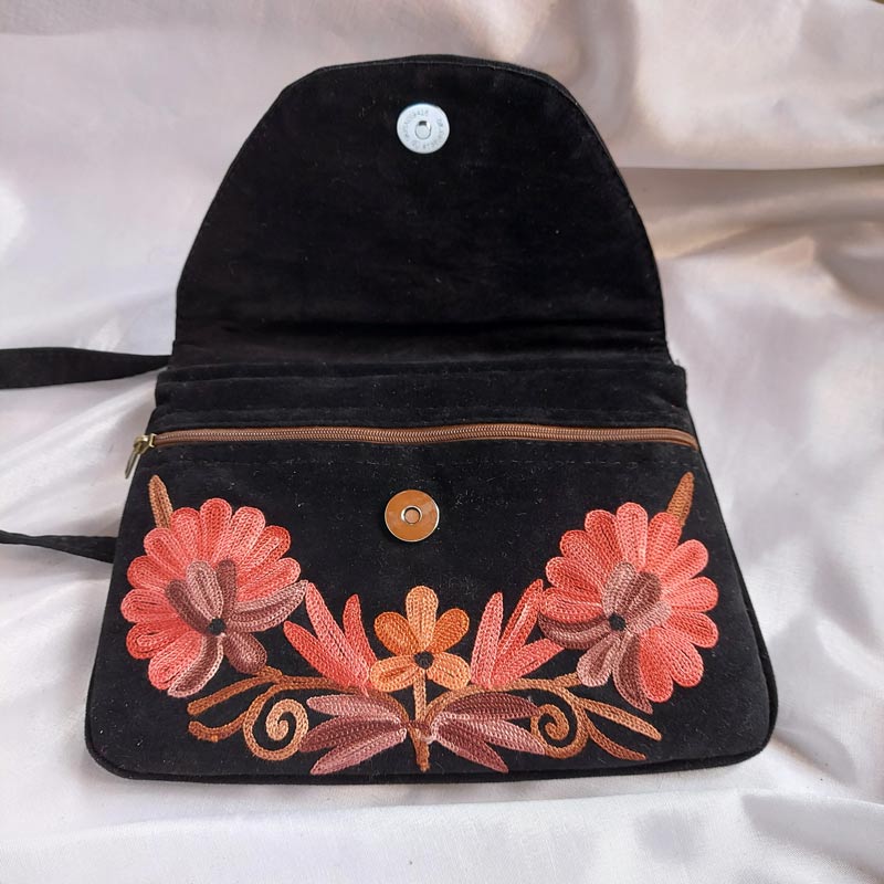 black sude pouch for girls kashmiir