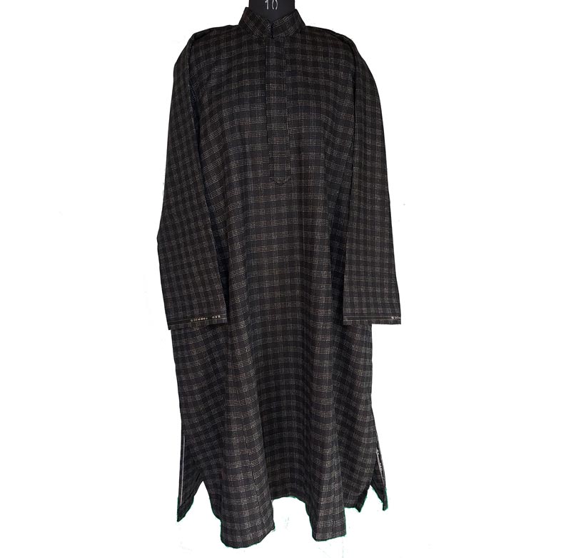 Black Check Design Tweed Pheran - Gyawun