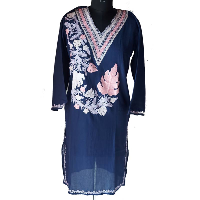 Dark Blue Summer Aari Kurti - Gyawun